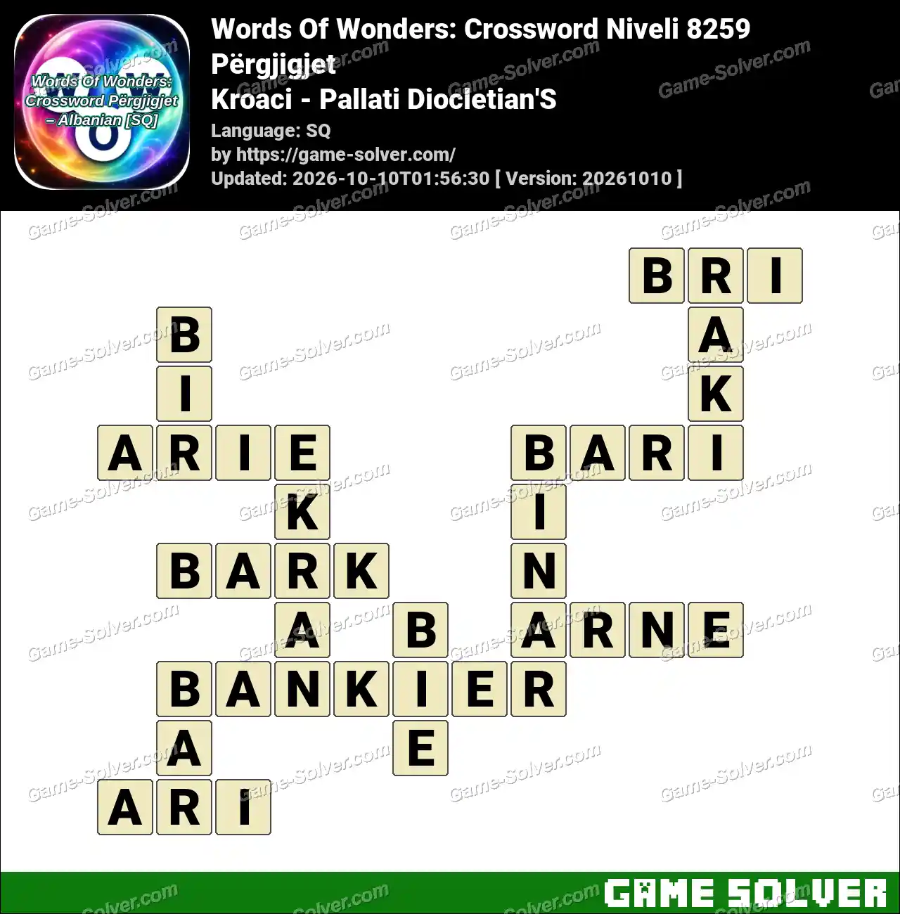 Words Of Wonders: Crossword Niveli 8259 Përgjigjet – Kroaci – Pallati Diocletian’S